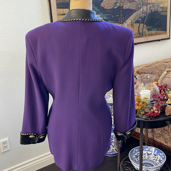 Bestini Paris vintage wool blazer with faux leather accents made in France - Picture 5 of 16